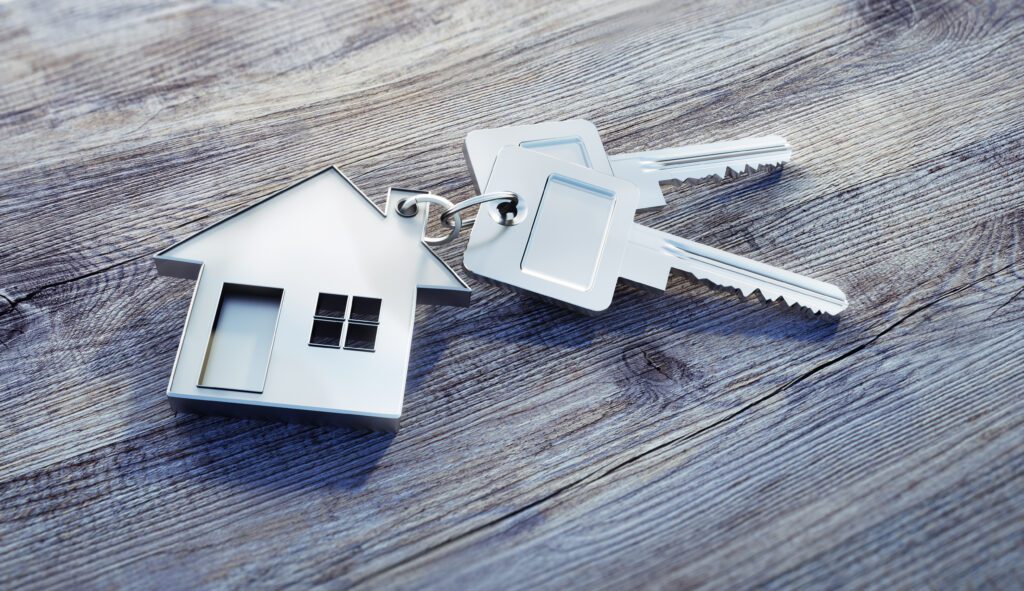 Image of silver keys on a house keyring.